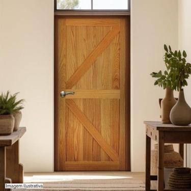 Imagem de Folha de Porta de Madeira Maciça Tauari 210x60x3,3 Celeiro Jomadi