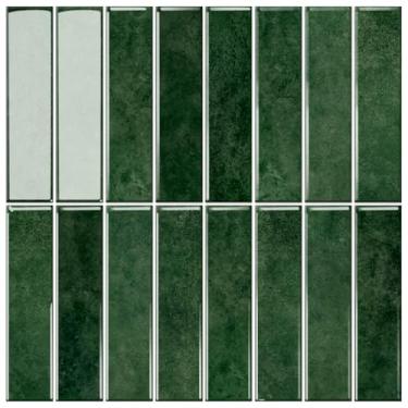 Imagem de MOCART 10 peças de azulejos de mármore adesivos à prova d'água 30 x 30 cm para bancada de cozinha, banheiro, azulejos de parede de metrô, verde-escuro