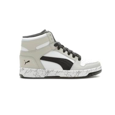 Imagem de PUMA Tênis infantil unissex Rebound Layup Mid, Puma branco-puma preto-cinza violeta, 21
