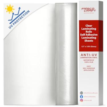 Imagem de Frisco Craft Rolos de laminação transparentes - Folhas de laminação autoadesivas, filme de vinil impermeável para material de escritório, folhas laminadas adesivas transparentes para projetos de