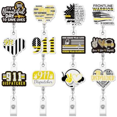 Imagem de Geyoga Porta-crachá retrátil 911 Dispatcher 911 Dispatchers 911 Dispatchers com clipe de presente para assistentes sociais, dentista, voluntário, médico, enfermeira, colega de trabalho