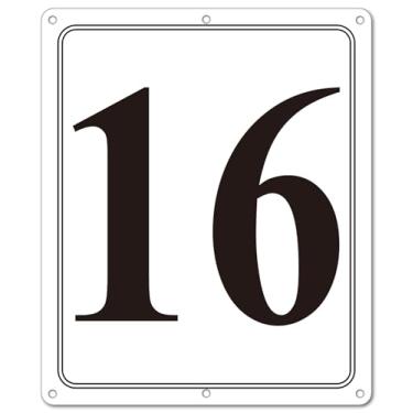 Imagem de i-CowFun Placa numerada de metal premium ao ar livre, refletiva de 30,5 x 25,4 cm placas numeradas de alumínio grandes 16 para estacionamento, quadra de tênis, campo, armazém, corredor, edifício, doca