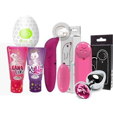 Imagem de Kit vibrador feminino golfinho + bullet + plug anal m + anestesico + m