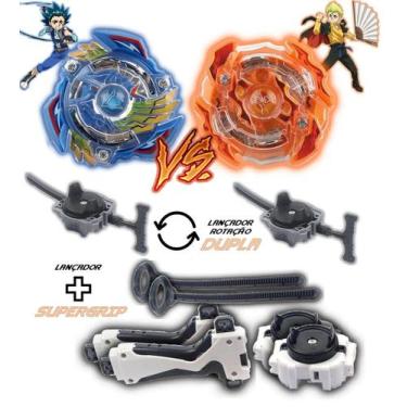 Imagem de Kit 2 Beyblade Burst + 4 Lançadores Valtryek Vs Roktavor Tornado Gyro 