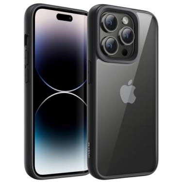 Imagem de JETech Capa para iPhone 14 Pro Max 6,7 Polegadas, Capinha Protetora de Telefone à Prova de Choque, Moldura de TPU Fosca de Cor Sólida, Case Traseira Transparente Antiarranhões (Preto-Espacial)