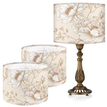 Imagem de Abajur de mesa, 33 cm L x 25 cm A impressão HD geométrico floral deixa abajur de mármore, abajures, decoração moderna de abajur para luminárias de mesa e chão (rosa, 33 cm L x 25 cm A)