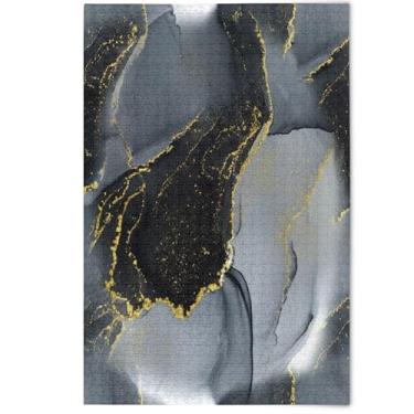 Imagem de Quebra-cabeça 500 peças de arte animal de desenho animado adulto preto dourado cinza impressão divertida família quebra-cabeças engraçados presentes tecnológicos, 500 peças, 52 cm x 37,8 cm