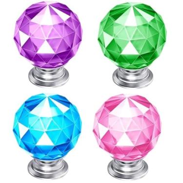 Imagem de AKOAK Puxadores de cristal, puxadores de gaveta de 30 mm, puxadores de armário de globo de vidro de cristal de forma redonda, puxadores de cristal usados para armários, gavetas de cômoda e cozinha