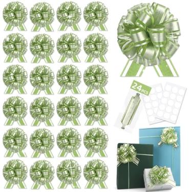 Imagem de 24 peças de laço verde claro para embrulho de cesta de presente, laços de presente de Natal, fita adesiva para garrafas de árvore de Natal, buquê de flores, decoração de festa do dia dos namorados