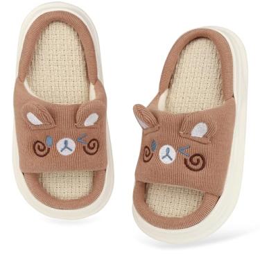 Imagem de Chinelos de animais para meninos e meninas, espuma de memória, bico aberto, chinelos para casa infantil, sem cadarço, confortável, ambientes internos e externos, Urso marrom, 13-13.5 Little Kid