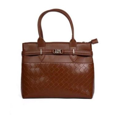 Imagem de Bolsa Feminina Rafitthy Tote Napa Matelassê Média Marrom-Feminino