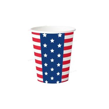 Imagem de AnyDesign Copos de papel patrióticos com bandeira americana copos de lembrancinha de festa 255 g vermelho azul branco estrela listra copo descartável para 4 de julho Independência Dia dos Veteranos
