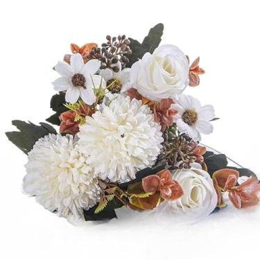Imagem de Flores Decorativas Artificiais - Ideais Para DecoraçãO De Outono, DecoraçãO De Interiores E Arranjos De Mesa(Branco-1,4 Unidades)