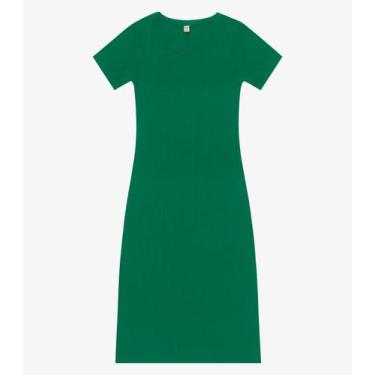Imagem de Vestido Midi Ribana Canelada Básico Rovitex Verde, GG, Verde