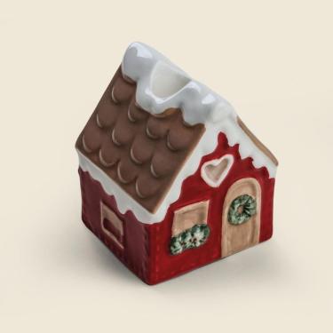 Imagem de Porta Vela Casa Joy Cerâmica 7.5x11cm - Acasa Vermelho