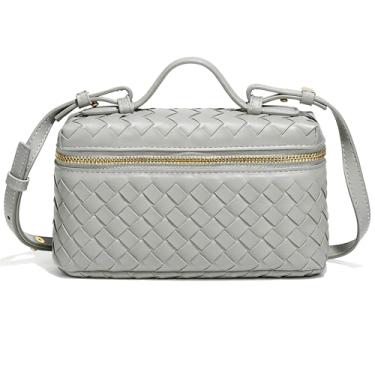 Imagem de Mini bolsa transversal de tecido bolsa quadrada bolsa de mão alça superior bolsa de ombro bolsas fofas modernas (cinza prata-A)