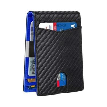 Imagem de Carteira Slim Para Cartões De Crédito RFID Masculina Preta Bolsa De Di