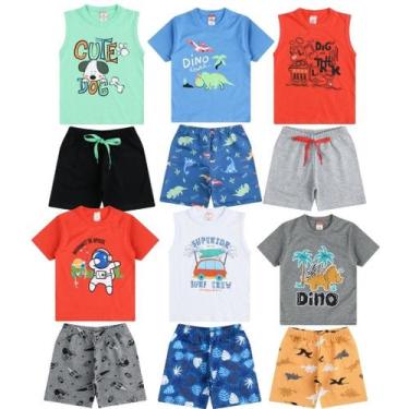 Imagem de Kit Lote 5 Peças de Roupa Infantil 5 Conjuntos de Verão Menino Atacado