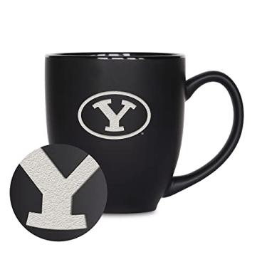 Imagem de Rico Industries Caneca Bistrô preta fosca NCAA BYU Cougars Main 473 ml - para bebidas quentes ou frias - logotipo do time gravado para uma sensação única
