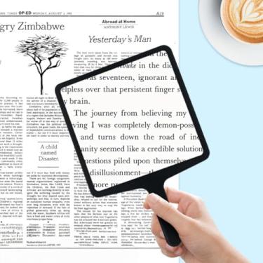 Imagem de Lupa de 5 x lente plana portátil sem bateria para inspeção de joias, leitura, ferramenta de estudo de moedas e plantas, preta