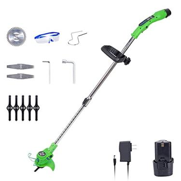 Imagem de Cortador de grama elétrico, cortador de grama elétrico rotativo de 12V, máquina de corte telescópica portátil recarregável para casa de jardim, ferramentas leves de poda para capina de jardim, 2 bat