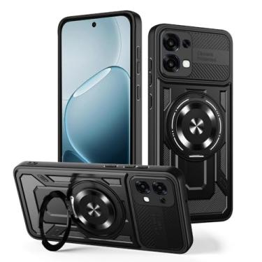 Imagem de Kukoufey Capa compatível com Oppo A6 Pro 4G/5G CPH2799 CPH2781 / F31 5G, compatível com MagSafe, suporte magnético giratório de 360 graus, capa para celular preta