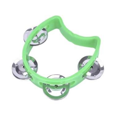 Imagem de Tamborim De Mão Infantil De Metal E Plástico Com Quatro Sinos, Instrum