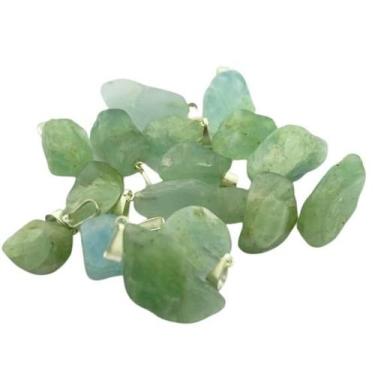 Imagem de Pingente de Pedra Rolada Água Marinha Prateado para Montagem - Atacado