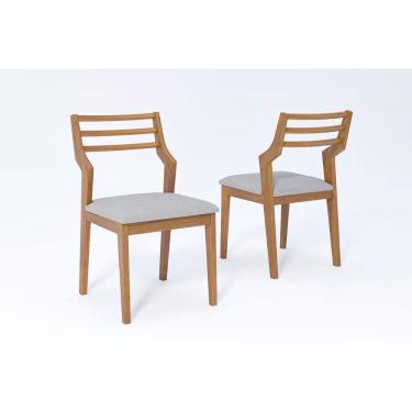 Imagem de Cadeiras Cozinha Damasco Kit 2 Un Carvalho/Linho Cinza Cimol