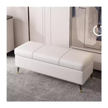 Imagem de CFGH6FDF Banqueta de sapato para uso doméstico porta armazenamento entrada sapatos de cabeceira sofá longo pode ser mudroom (branco, 90 cm)