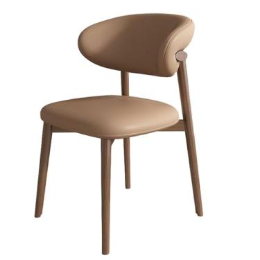 Imagem de Conjunto de 4 cadeiras de jantar modernas de madeira maciça com encosto curvo e assento estofado - Cadeiras de cozinha para sala de jantar com pernas de nogueira - Móveis para sala de jantar e área de