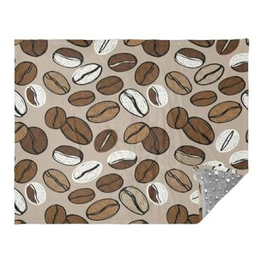 Imagem de CEBUGI Manta de flanela macia e quente de 127 cm x 178 cm para sofá-cama, escritório, acampamento, viagem, grãos de café, uso em todas as estações