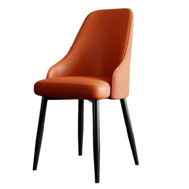 Imagem de Conjunto de 2 cadeiras de jantar estofadas modernas, assentos de couro sintético macio e confortável com costas curvadas, pernas de metal preto - Mobiliário elegante de cozinha e sala de jantar