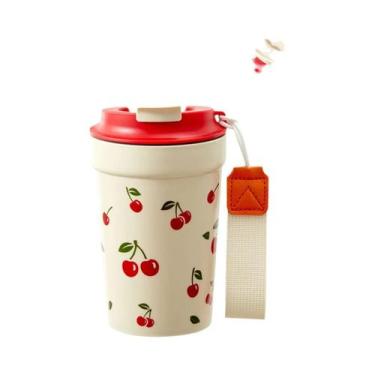 Imagem de Copo De Água Plástico Com Padrão De Cereja 350/400ml Com Corda, Caneca