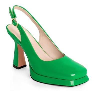 Imagem de ANN CREEK Sapato feminino de salto alto plataforma com bico quadrado, Verde, 36