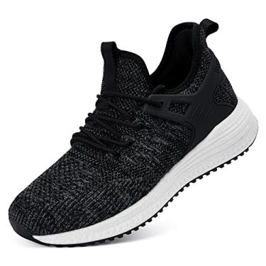 Imagem de SDolphin Tênis de corrida feminino – confortável espuma viscoelástica, leve, caminhada, tênis, treino, tênis, Preto, branco, 35