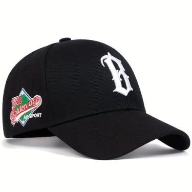Imagem de Boné Baseball Bordado Letra B Casual Ajustavél Esportivo - - ElaShopp,