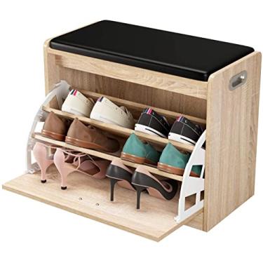 Imagem de Prateleira para sapatos, organizador de sapatos, 3 níveis, banco de armazenamento de sapatos e banco de banheiro para banco de calçados, suporte de sapato (uma cor)