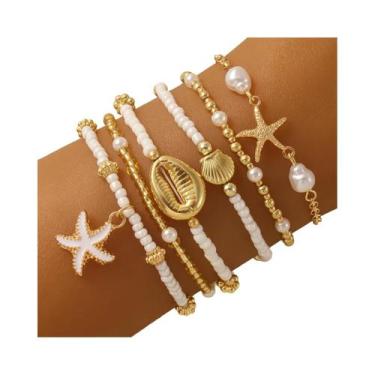 Imagem de Conjunto De Pulseiras Femininas Vintage Com Miçangas, Adornadas Com Es