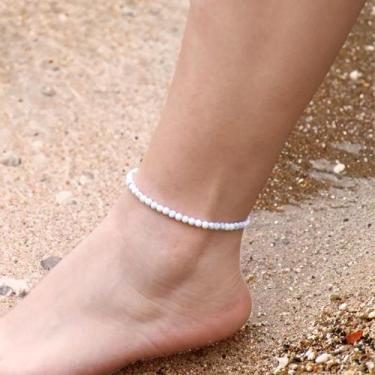 Imagem de Tornozeleira Feminina Boho Com Pedras Naturais 4mm Olho De Tigre E How