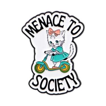 Imagem de Broche De Esmalte Gato Cartoon, Emblemas De Lapela De Metal De Animais