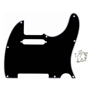 Imagem de Escudo guitarra Tele Preto 3 camada BWB 8 furo +parafuso MXP
