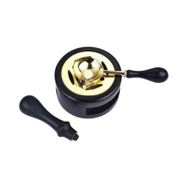 Imagem de Conjunto De Carimbos De Cera Com Colher, Panela Para Lacre, Cabo De Ma