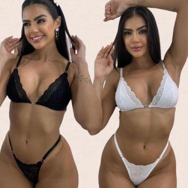 Imagem de Kit 2 Conjuntos Lingerie Sem Bojo Sarah Tamanho:GCor:Preto Branco - Li