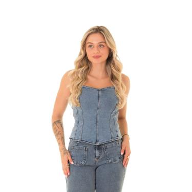 Imagem de Top Corset Jeans Feminino Arauto