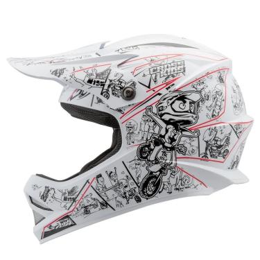 Imagem de Capacete Cross Infantil Cartoon Racing Branco/vermelho - 54
