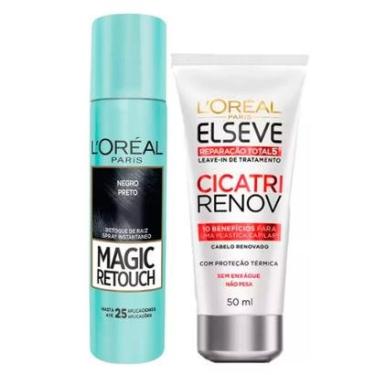 Imagem de Kit L'Oréal Paris Magic Retouch + Cicatri Renov Kit Leave-In + Corretivo Capilar Preto-Unissex