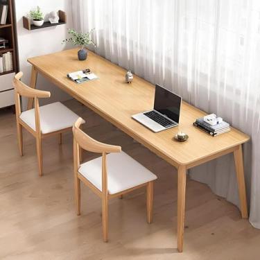 Imagem de Mesa para duas pessoas, mesa de madeira maciça, grande mesa de escritório executivo, mesa de estudo de madeira, estação de trabalho de computador moderna para 2 pessoas, para escritório domé