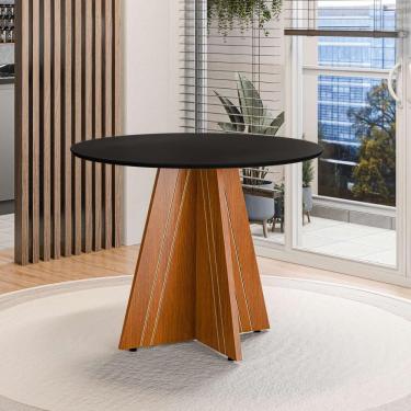 Imagem de Mesa De Jantar Redonda 4 Lugares Multimóveis Cr50244 Cinamomo-preto