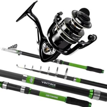 Imagem de Kit Pesca Praia Carretel Alumínio Vara Telescópica Veltrix Cor:Nx 5000